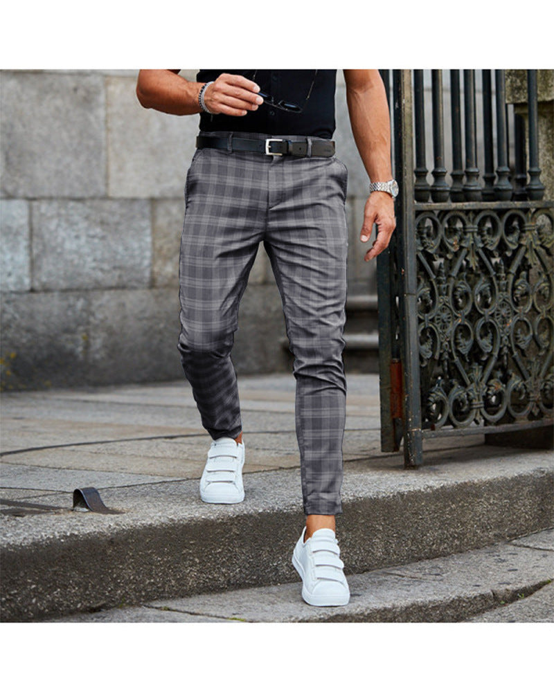 Plaid Print Men's Trousers