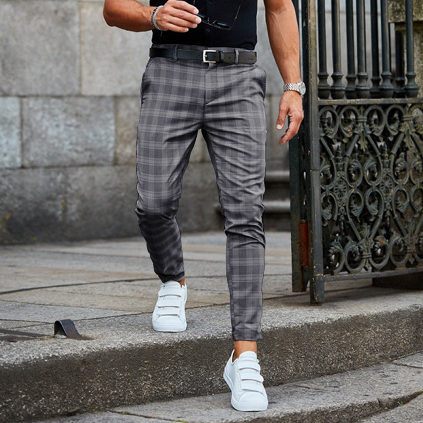 Plaid Print Men's Trousers